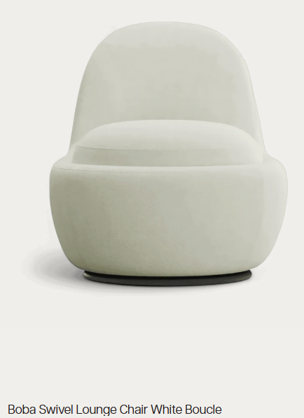 Boba Swivel Lounge Chair White Bouclé