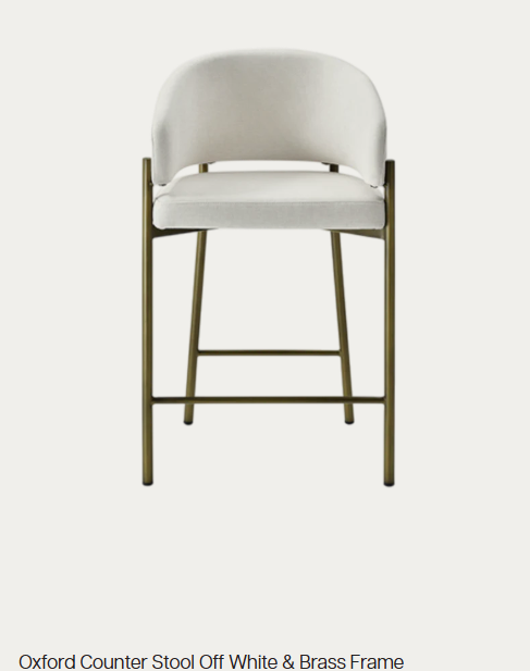 Oxford Counter Stool Off White & Brass Frame