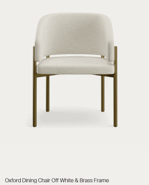 Oxford Dining Chair Off White & Brass Frame